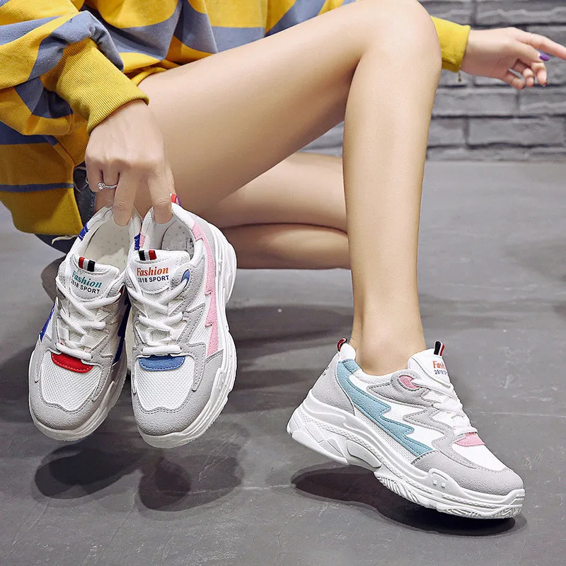 HOVINGE/розовые кроссовки на платформе женская обувь танкетке zapatos De Mujer