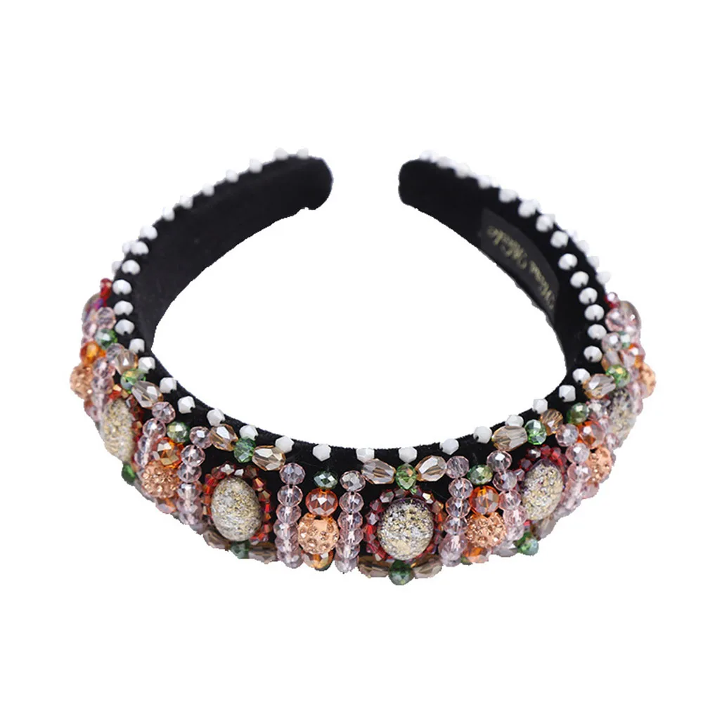 

Rhinestone Headbands For Women Thick Sponge Fashion Wide Crystal Pearl Diamond Hairband Luxury Hair Accessories