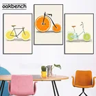 Фруктов велосипед стены печати детские холст картины Лимон Оранжевый плакат Nordic плакат Абстрактная живопись настенные картины для гостиной Декор