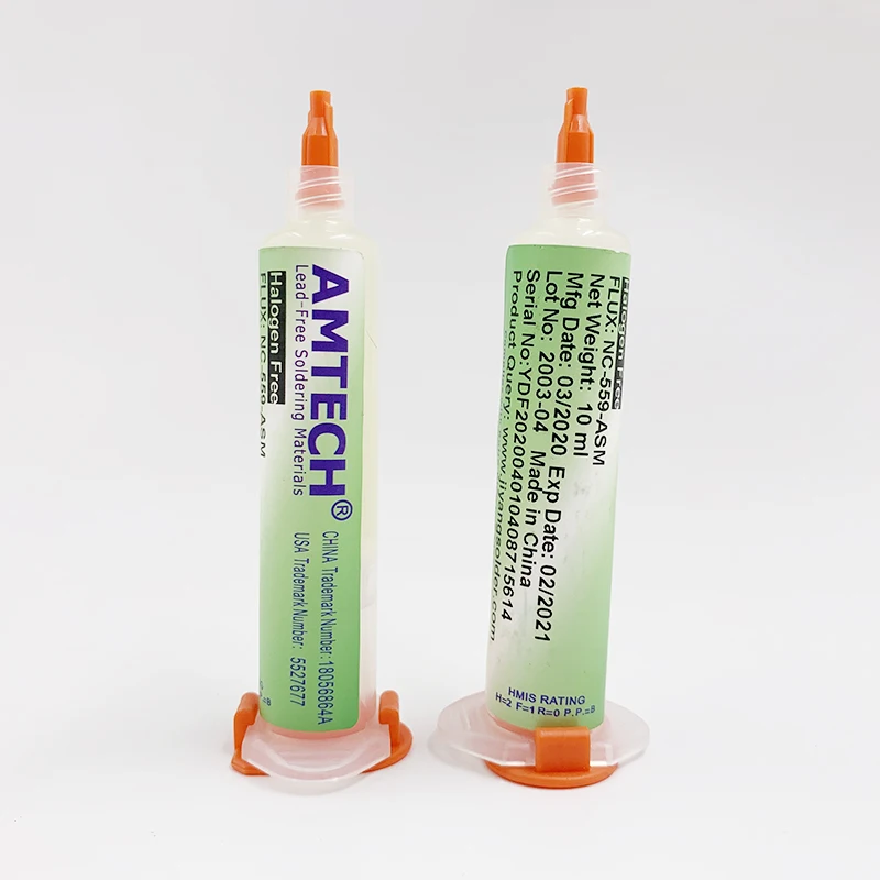 Паяльная паста AMTECH NC-559-ASM BGA PCB No-Clean с продвинутым масляным флюсом на 10cc для пайки и ремонта.