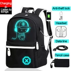 Детский светящийся школьный рюкзак для девочек, Детский водонепроницаемый вместительный дорожный ранец с USB-зарядкой