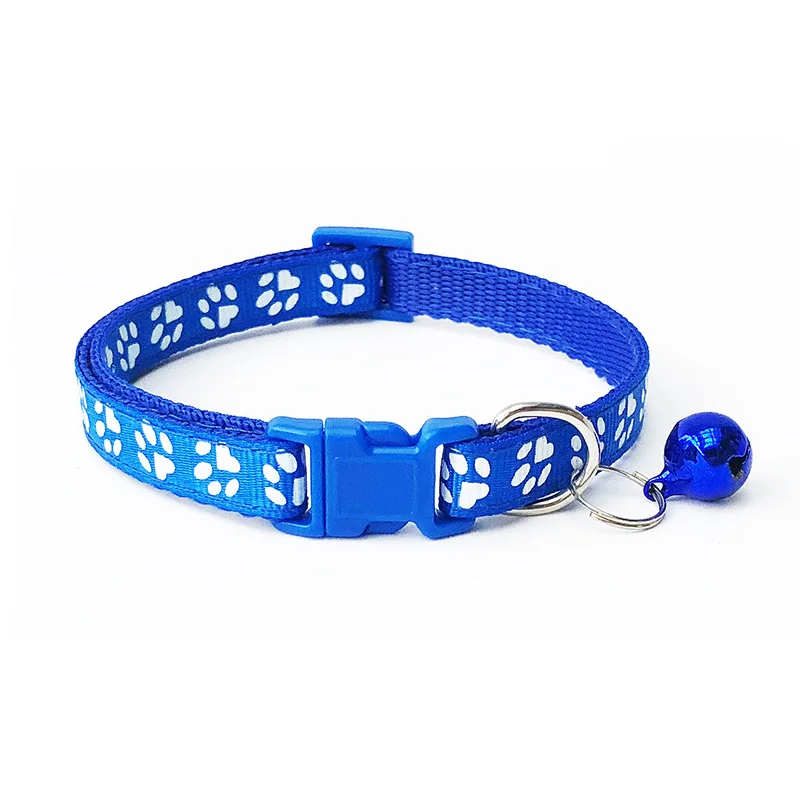 Blue Paw Pawstrip 0,4/0," ошейник для маленьких собак, чихуахуа, йоркширский нейлоновый ошейник для щенка, милый ошейник для кошки с бантом, ошейник с колокольчиком для питомца для собак - Цвет: Blue Paw