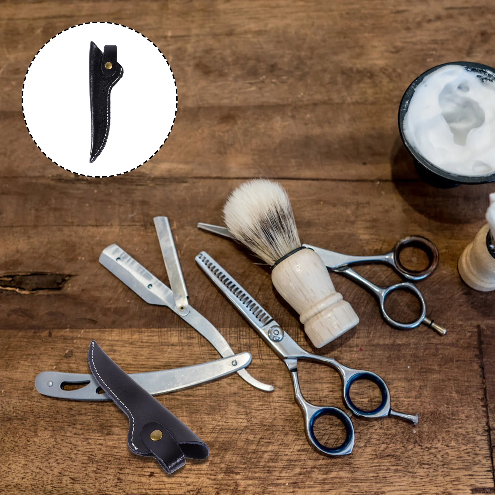 

Leather Hair Scissor Pouch Single Piece Scissor Holder Bag Salon Tools Bag