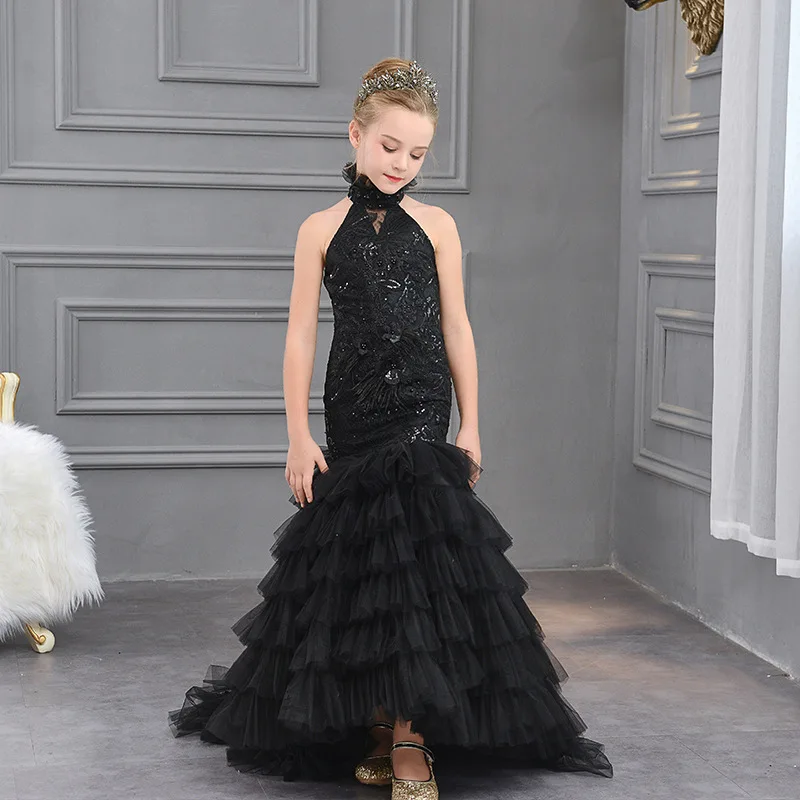 Платье для маленьких девочек Вечернее Бальное с вышивкой со шлейфом детское