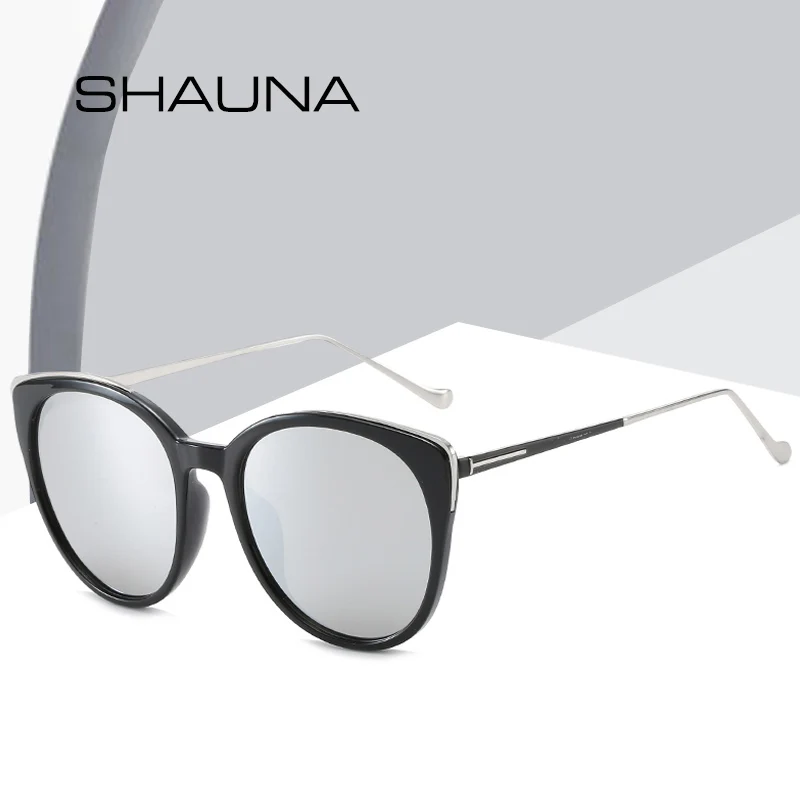 SHAUNA, Новое поступление, женские негабаритные солнцезащитные очки Cateye, брендовые, дизайнерские, трендовые, модные, женские, зеркальные линзы, очки, оттенок UV400