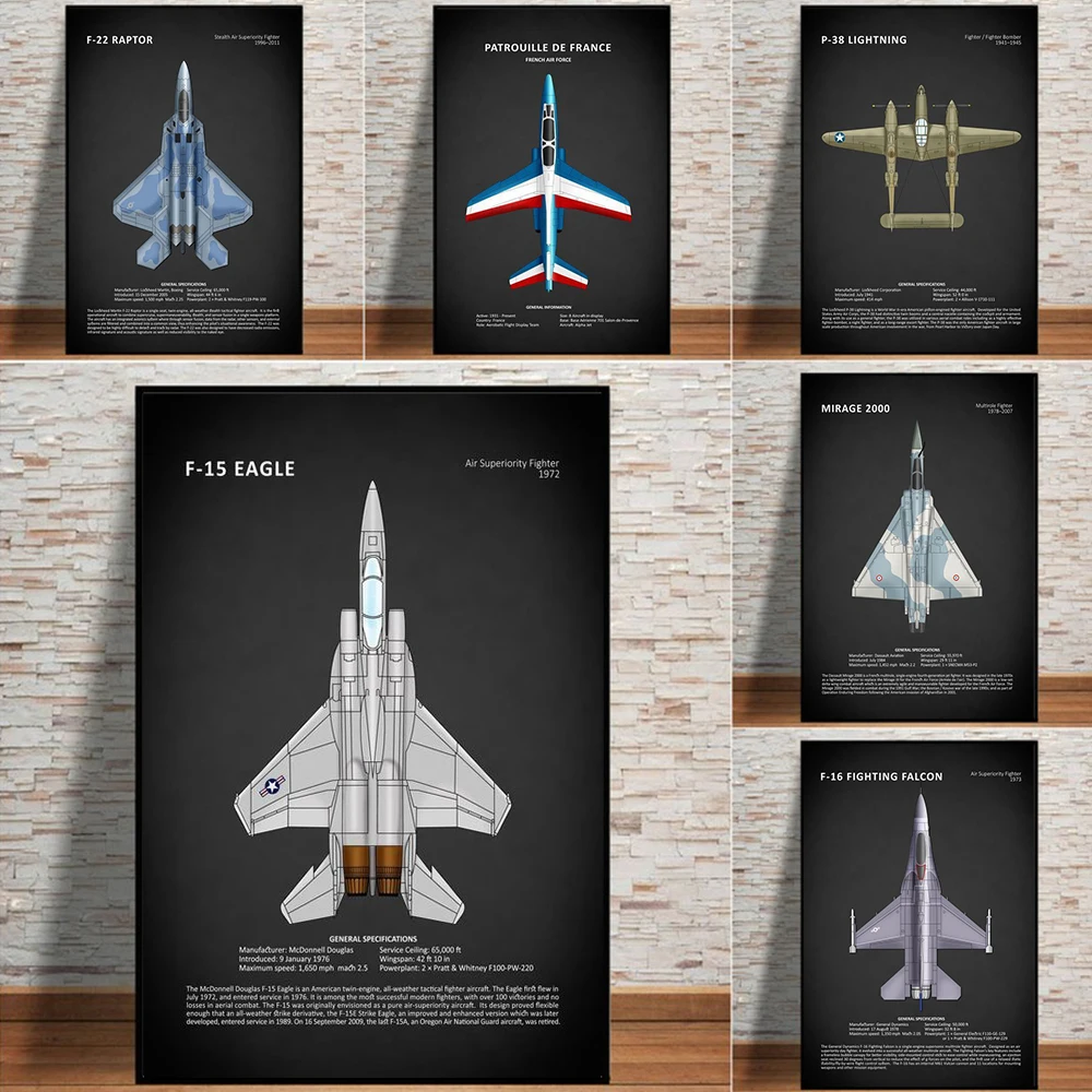 

Military Fan Room Life World Famous Aircraft Series Fighter Canvas Painting Posters As Modern Living Room Home Art Decoration