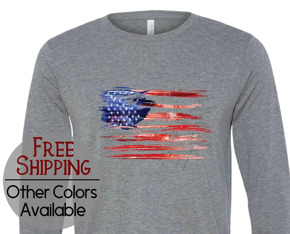 Винтажный Патриотический американский флаг с длинными рукавами|Мужские