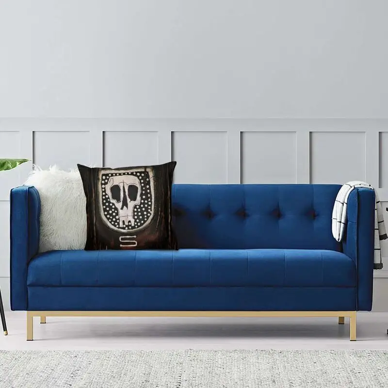 Кожаный чехол для подушки на Хэллоуин с изображением головы черепа и крика