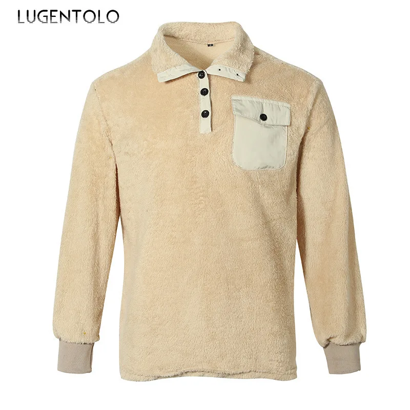 

Men Sweatshirt Autumn Solid Top Long Sleeve New Casual Plain Decorative Button Pocket Men's Sweatshirts Lugentolo
