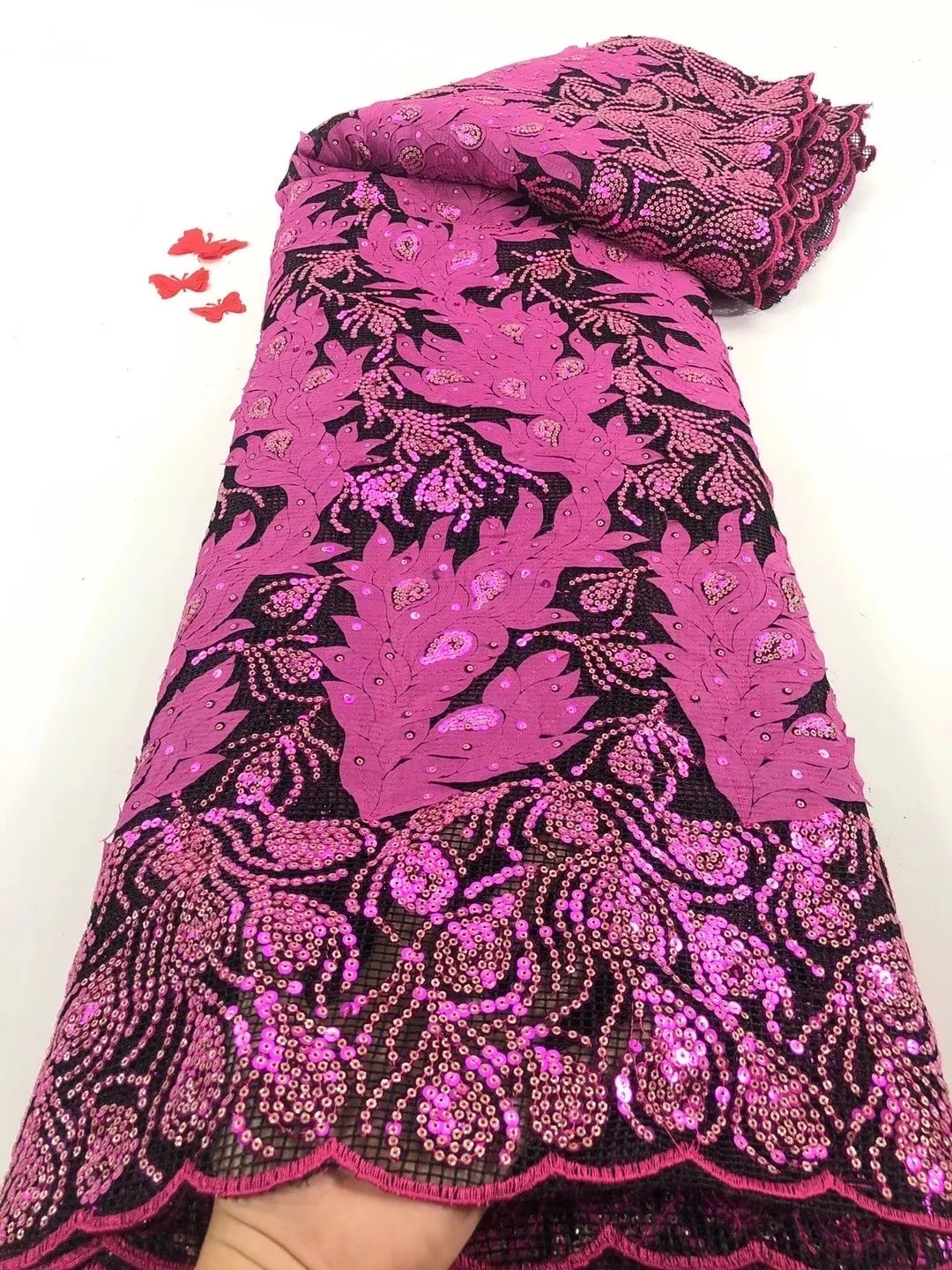 

2021 африканская французская Тюлевая кружевная ткань, Высококачественная нигерийская вышитая блестками французская Тюлевая кружевная ткань D4240