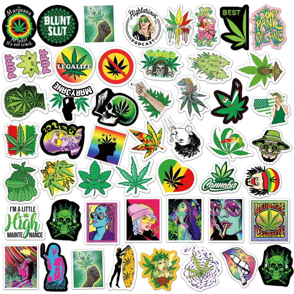 103050pcs funny characters leaves weed smoking graffiti stickers laptop phone car skateboard bike guitar kid toy cool sticker free global shipping