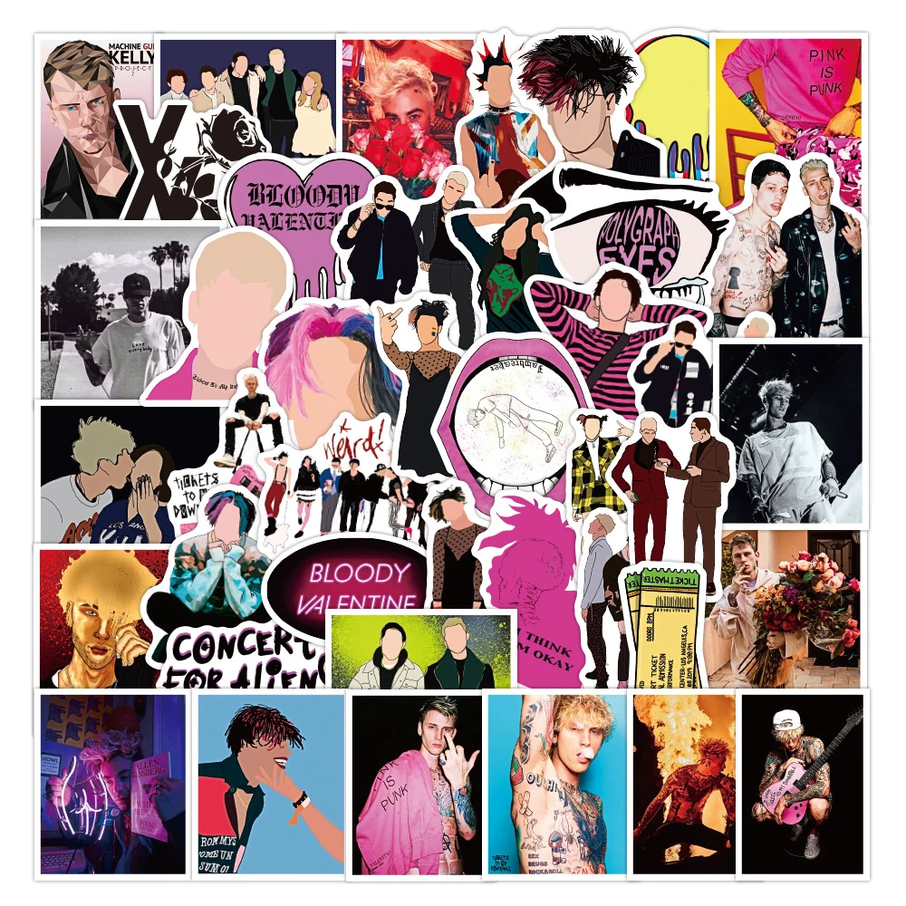 50 шт. наклейки в стиле рапера машинного пистолета Келли граффити стикеры для