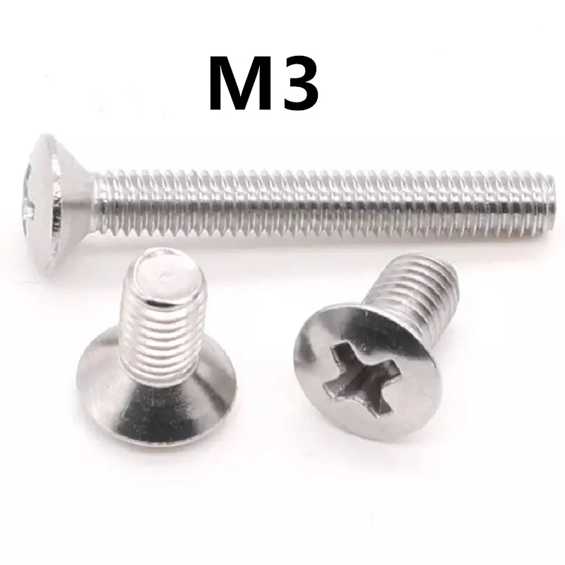

200PCS M3x5/6/8/10/25mm GB820 DIN966 Countersunk raised head screws with cross recess half countersunk half-Phillip flat screw