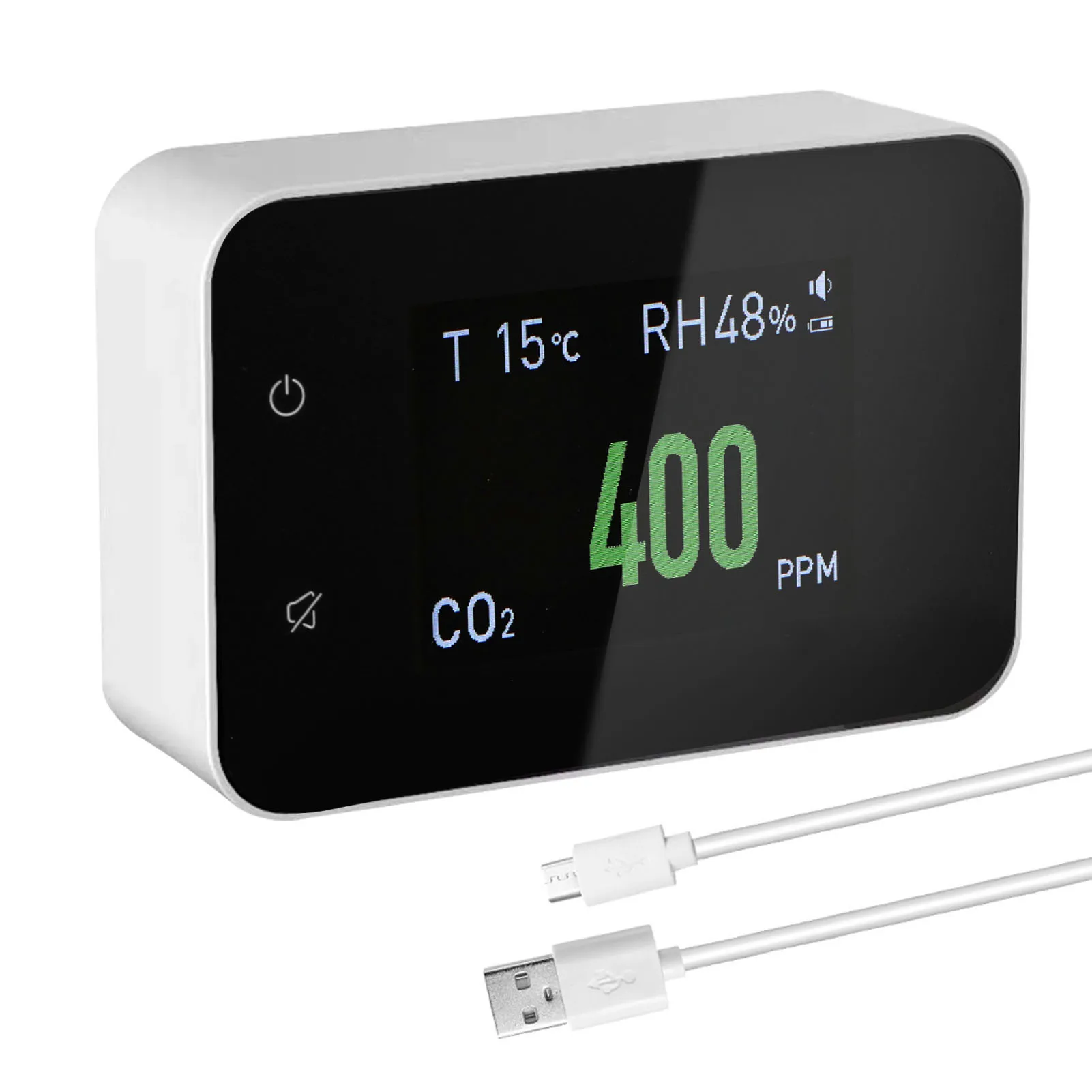 

Household Air Quality Detector CO2 Tester with Carbon Dioxide Value Electricity Quantity Temperature Humidity Display Function