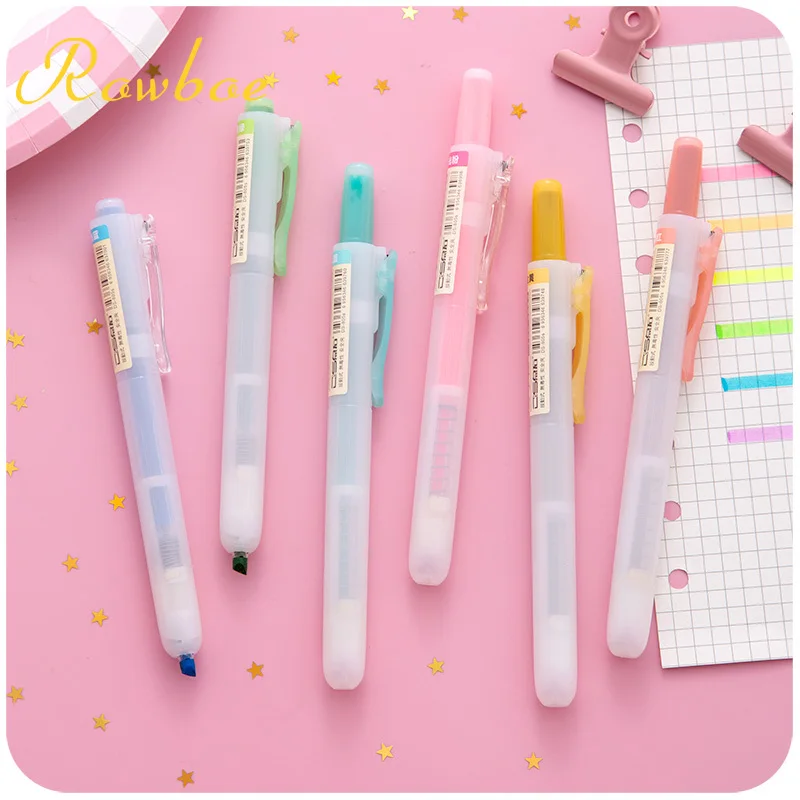 ROWBOE милые канцелярские принадлежности простая нажимная хайлайтер цвет толстый