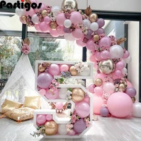 98pcs pastel pale pink balloon garland arch kit chrome champagne gold air globos baby shower wedding decor photo booth supplies