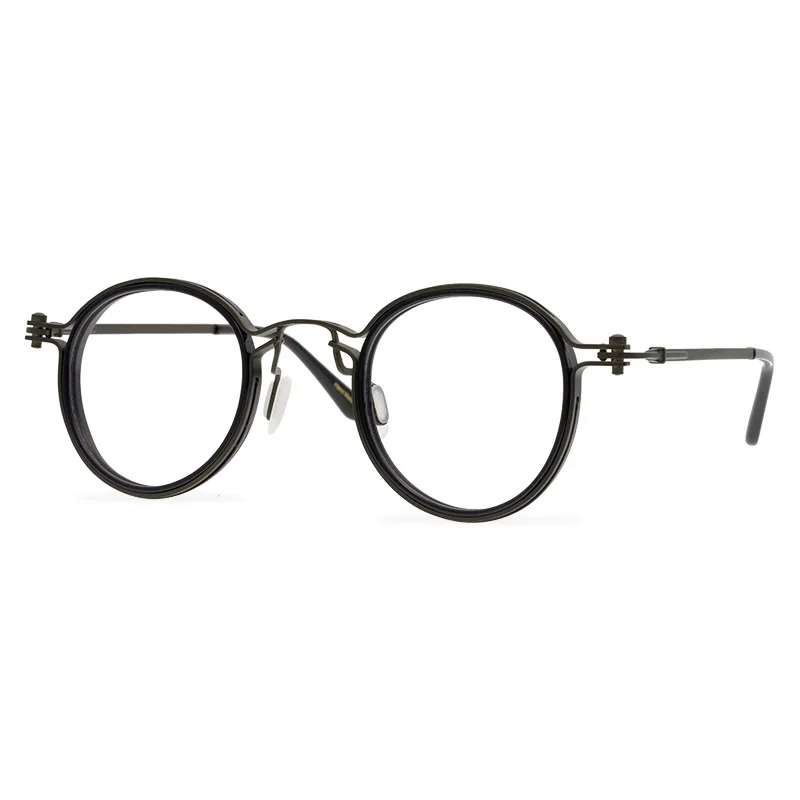 Vintage Pure Titanium Round Frame Eyewear Men Full Rim Optical Eyeglasses Blue Light Blocking Prescription Myopia Women Glasses