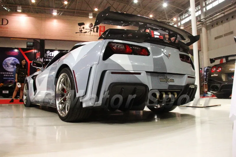 

Car Accessories FRP Fiber Glass Gemini Design Style Rear Diffuser 2pcs Fit For 2014-2019 Corvette C7 Rear Lip Splitter
