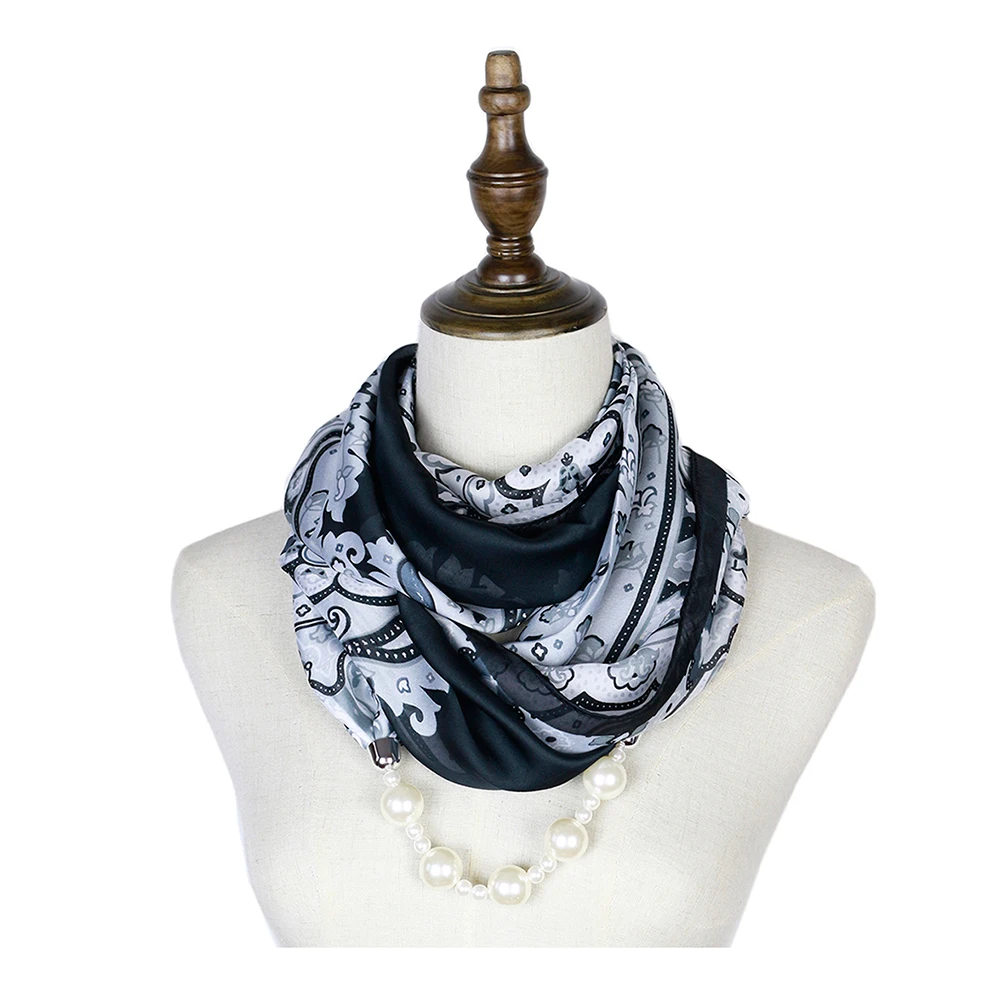 Женский шелковый шарф ожерелье с подвеской ювелирные изделия хиджаб женский