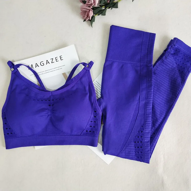 

Seamless Yoga Set Women Fitness Clothing Sportswear Woman Gym Leggings Padded Push-up Strappy Sports Bra Sexy Sports Suits