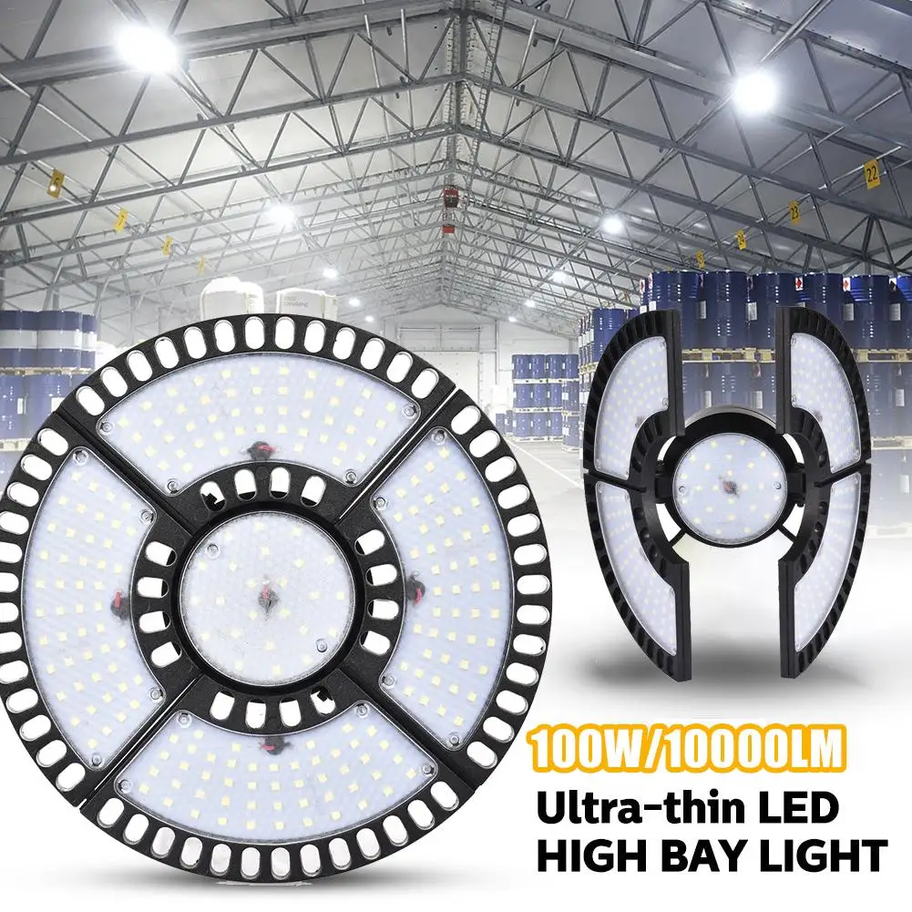

Led High Bay Light 85-265V Cold White Industrial UFO Lamp Workshop Warehouse Garage LED Light Deformable Ultra-thin Lamp