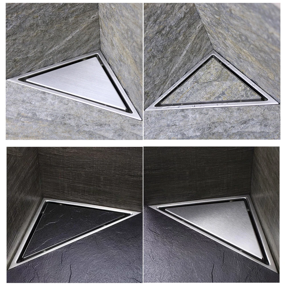 triangle floor drains invisible bathroom deodorant conner drain tile insert 304ss cover for shower anti backflow anti clogging free global shipping