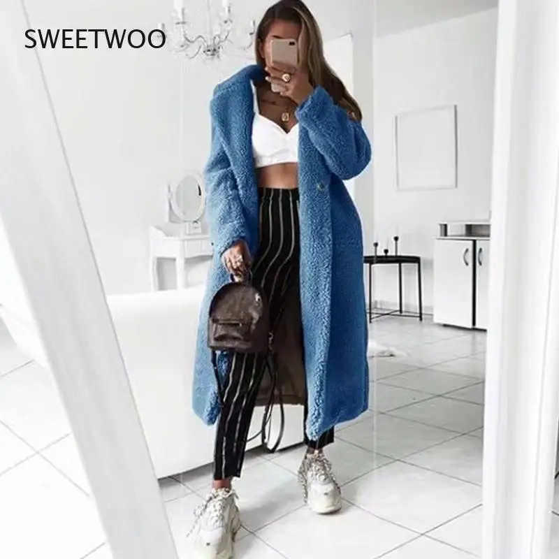 Faux Fur Teddy Coat Women Autumn 2021 Casual Female Winter Long Jacket Thick Warm Outwear Long Sleeve Fur jaqueta feminina
