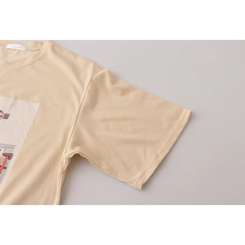 

2021 Summer New Streetwear Fashion Short Sleeve Women's T-shirt Chic Printed White Loose Elegant Tees Female Casual Simple Tops