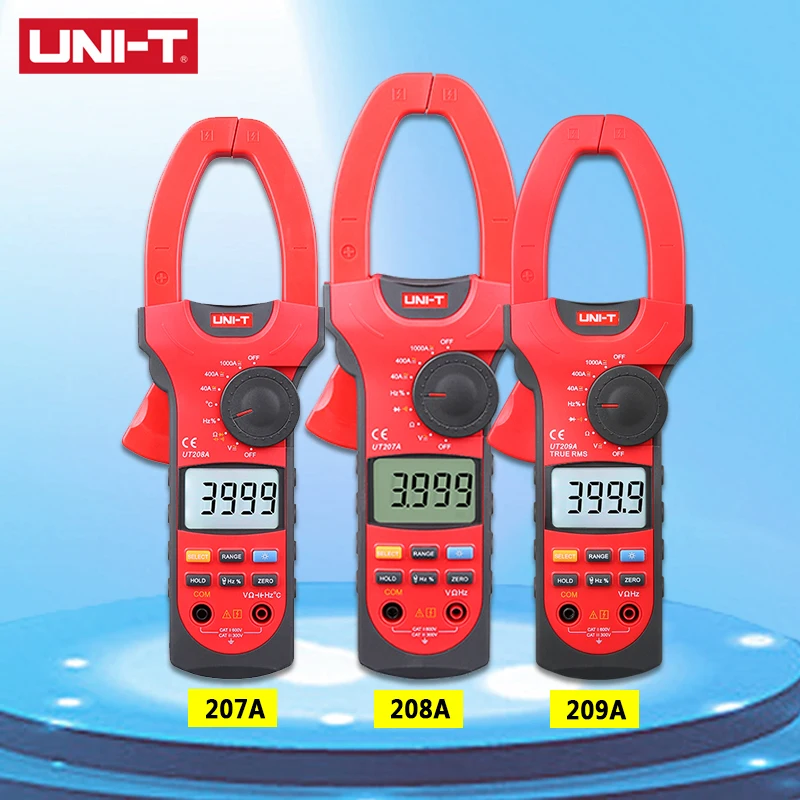 UNI-T Цифровые токоизмерительные клещи UT207A UT208A UT209A истинных среднеквадратичных