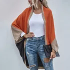 Женский кардиган оверсайз, вязаный свитер в уличном стиле, шаль, рукав летучая мышь, цветное кимоно, Осенний шикарный кардиган, свитер, Femme 2021