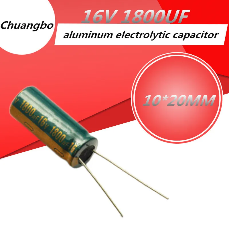 5pcs-20pcs 16V1800UF 16V 1800UF 10*20 Low ESR/Impedance high frequency aluminum electrolytic capacitor size 10*20MM - купить по