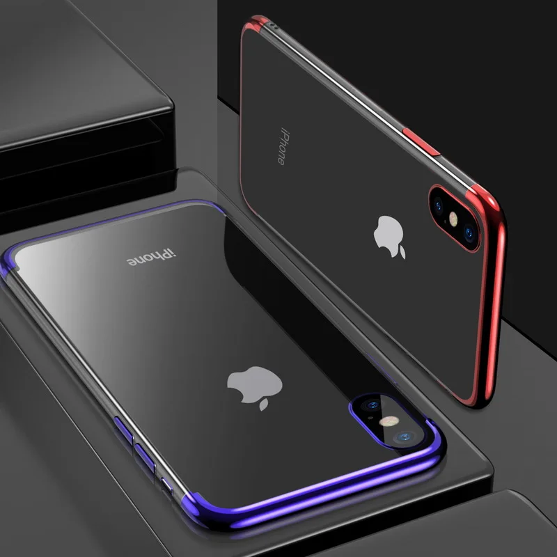 Чехол с гальваническим покрытием для iPhone SE 2020 11 Pro Max 7 8 6 6S Plus Роскошный прозрачный