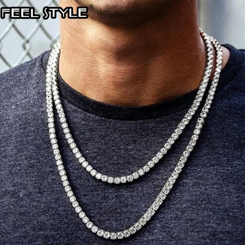 Теннисная цепочка AAA CZ камень 4 мм побрякушки Iced Out золото кубический циркон