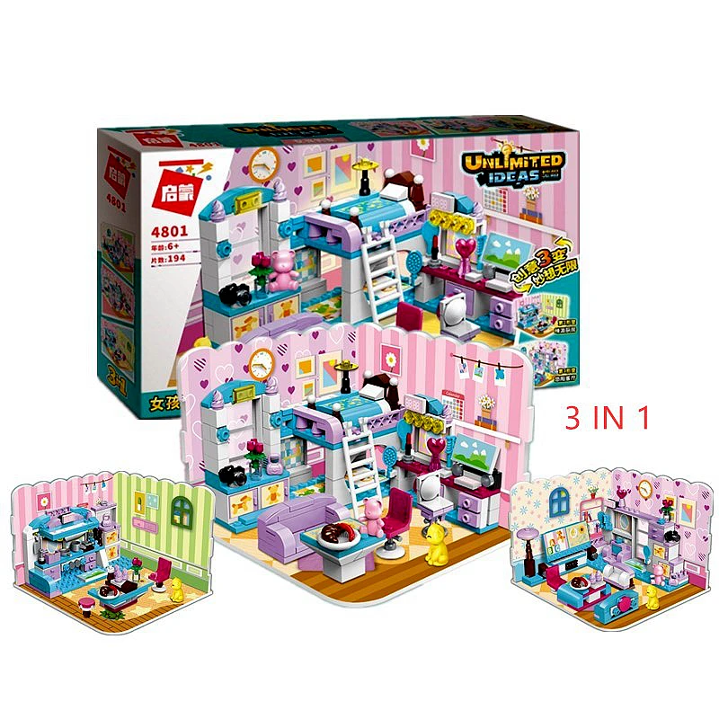 

ENLIGHTEN Friends Guitar Piano Skateboard Dog Computer Camera Bed Room Heart Box Emma Mia Figure Educational Toy For Children