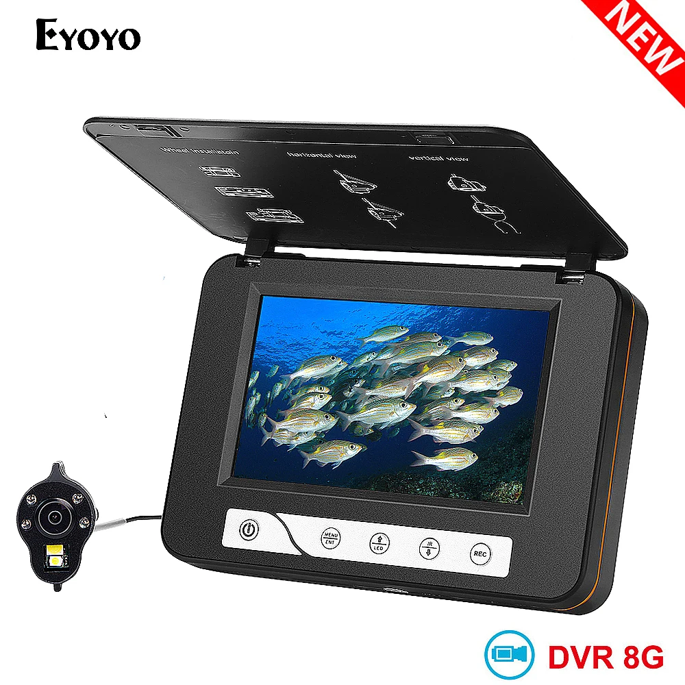 Barato Eyoyo-cámara De Vídeo Impermeable IP68 DVR, Buscador De Peces, Monitor LCD De 5 Pulgadas, 1000TVL, Bajo El Agua, Pesca En Hielo, Ecosandaglio