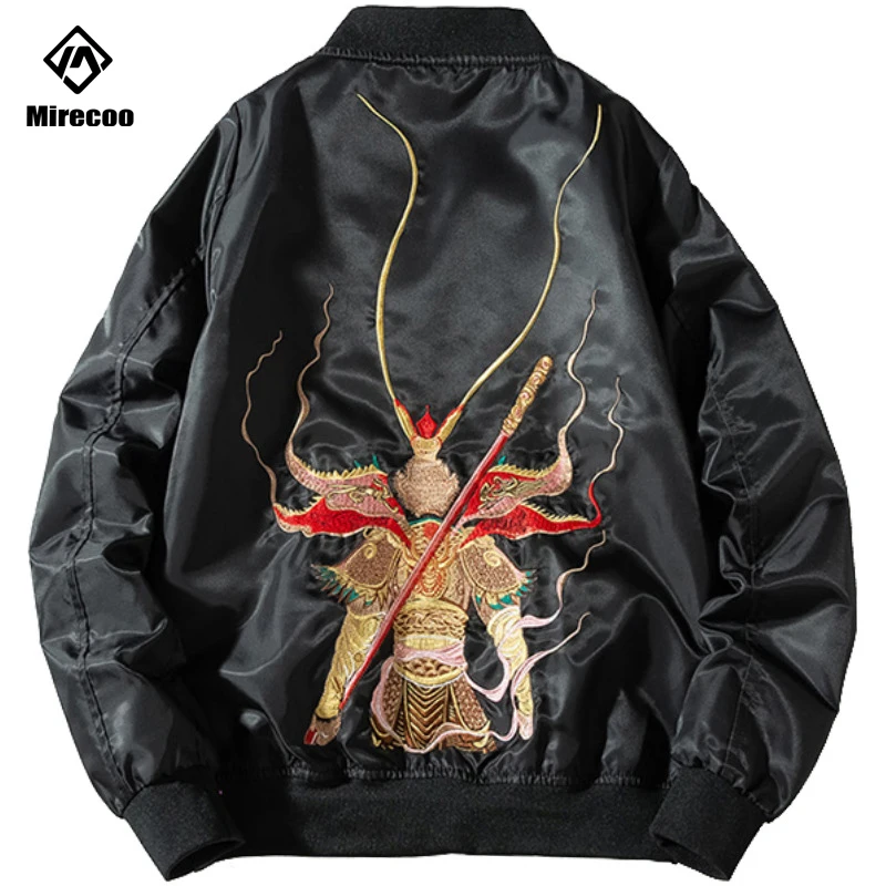 

Monkey King Embroidery Mens Bomber Jacket Chinese Style MA-1 Pilot Jacket Men Thick Fashion Jackets Hip Hop Streetwear Winter