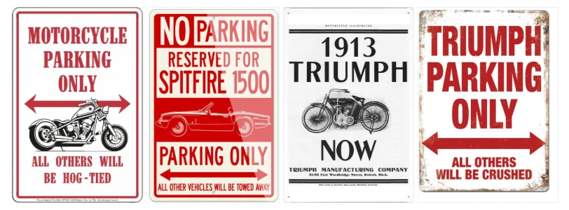 Гедсет? Triumph мотоцикл гараж Стоянка Только Примечание Ретро металлический