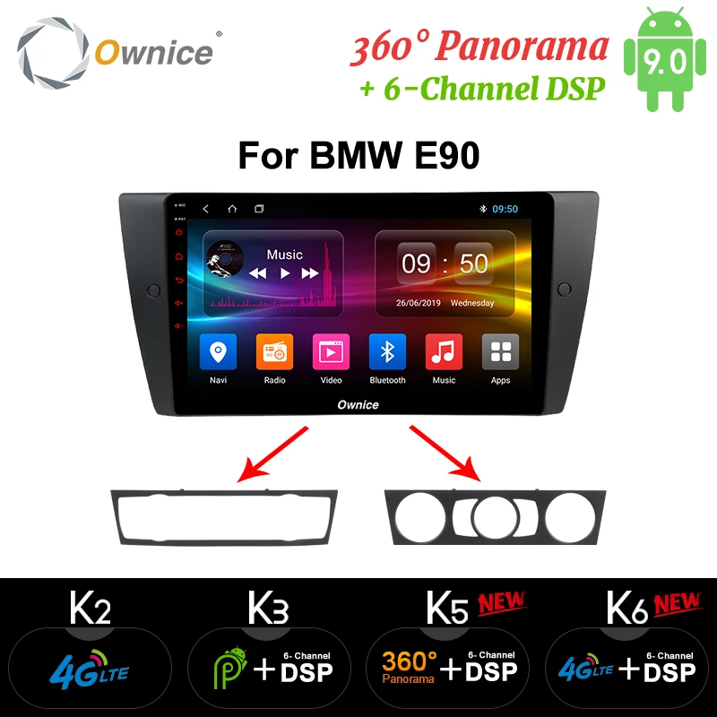 9 дюймов Ownice 4G LTE SPDIF Автомобильный GPS Navi плеер Android 0 Восьмиядерный для BMW E90 K3 K5 K6 360