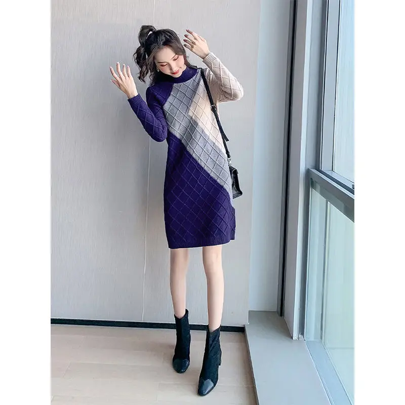 

Women's Knitted Dress Mid-Length Autumn and Winter Women's Bottoming Sweater New Winter Clothes Winter Inner Skirt
