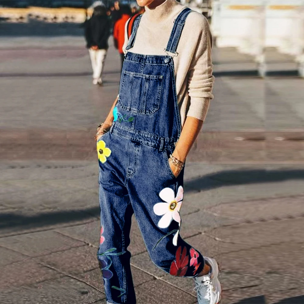 Женские Мешковатые комбинезоны без рукавов с карманами джинсовые уличные боди