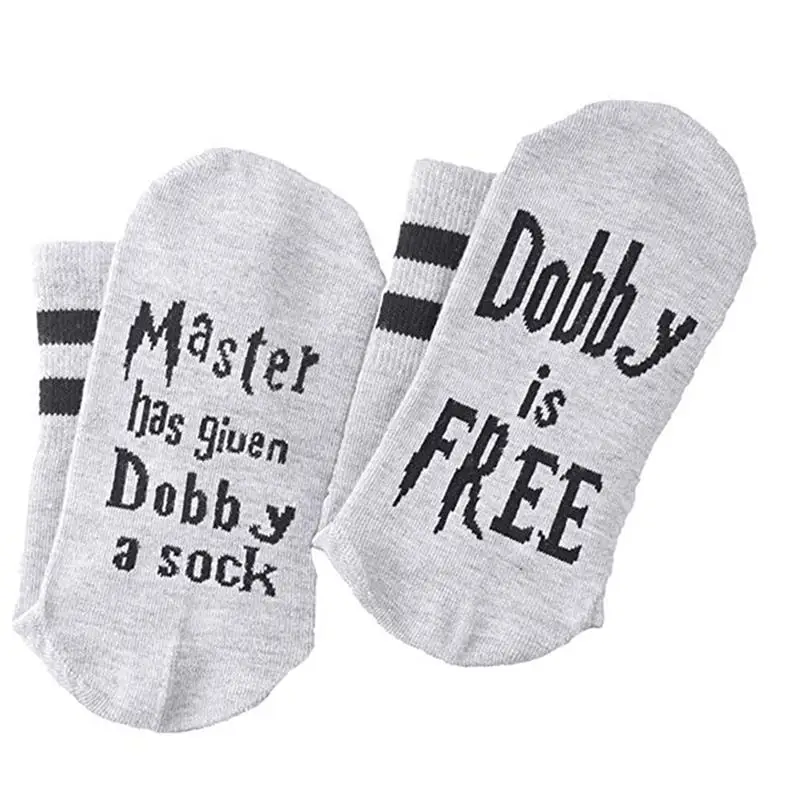 

Unisex Novelty Socks "Master has Given Dobby a Sock Dobby is Free" Funny Socks Soft Cotton Casual Print Letter Socks for Women