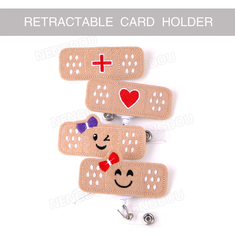 NENGDOU Band Aid Embroidery Retractable Card Holder Cute Cartoon Doctor Nurse Exhibition ID Name Badge Reel Office Supplies | Дом и сад