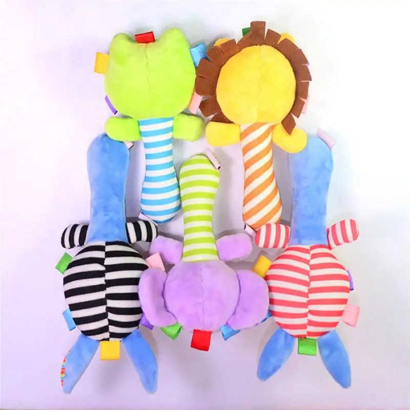 Детские милые Мультяшные Животные Мягкие плюшевые погремушки рука со звуком