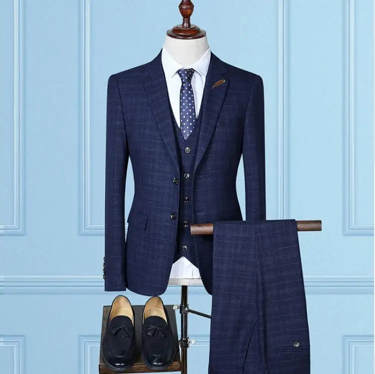 (Пиджак + жилет брюки) 2019 Высокое качество модные повседневные шерстяные мужские
