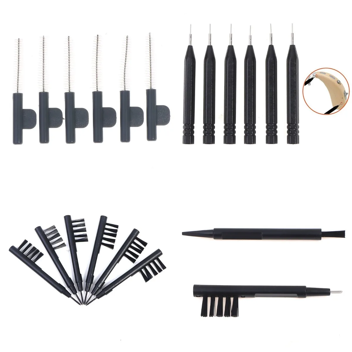 

Hearing Amplifier Cleaning Brush with Wax Loop Magnet Hearing Aid Brushes Accessory Ear Care Tools Health Care