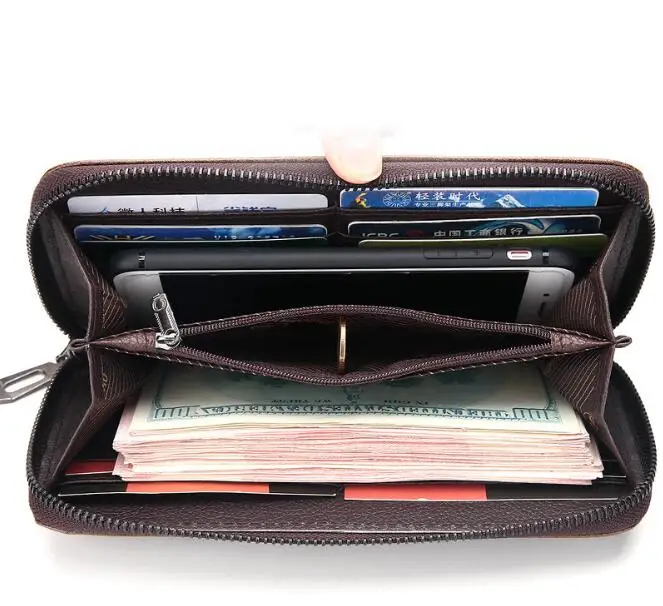 Новый мужской длинный кошелек для мелочи многофункциональный клатч на молнии в