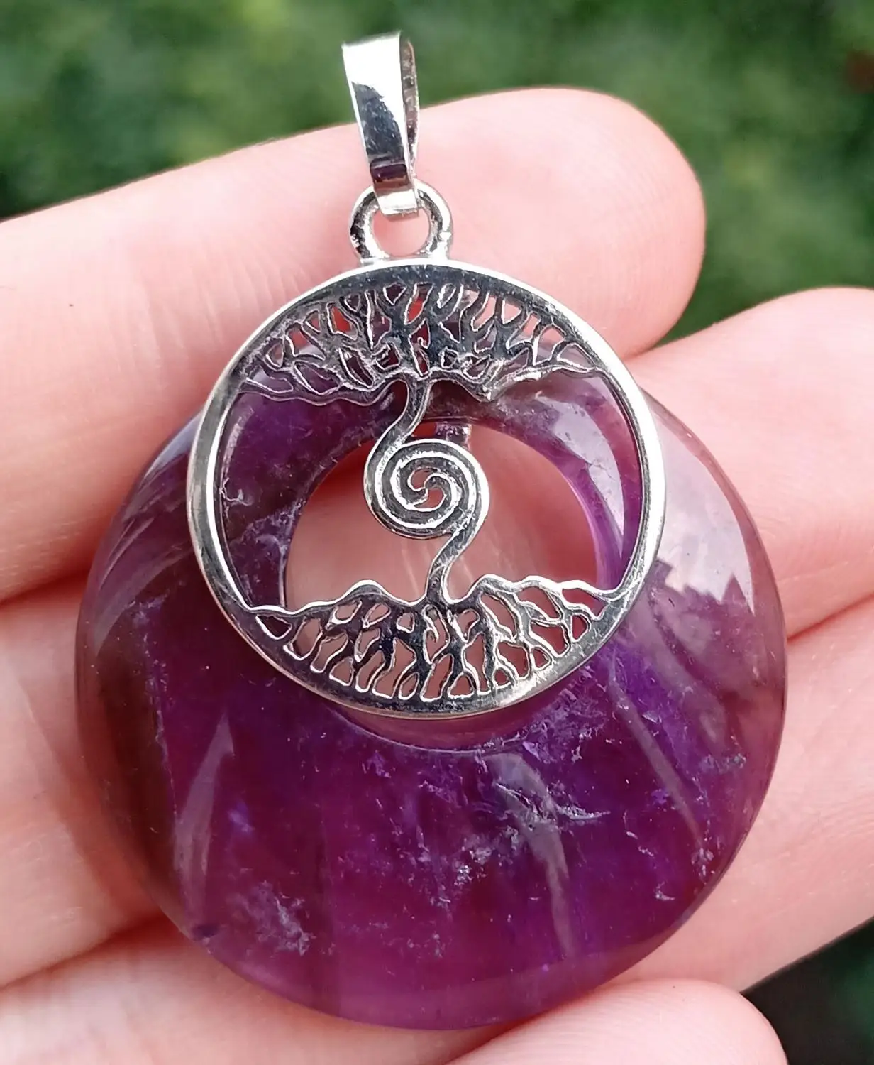 Аметист кулон подвеска в виде камня Дерево пара любовь жизнь энергии