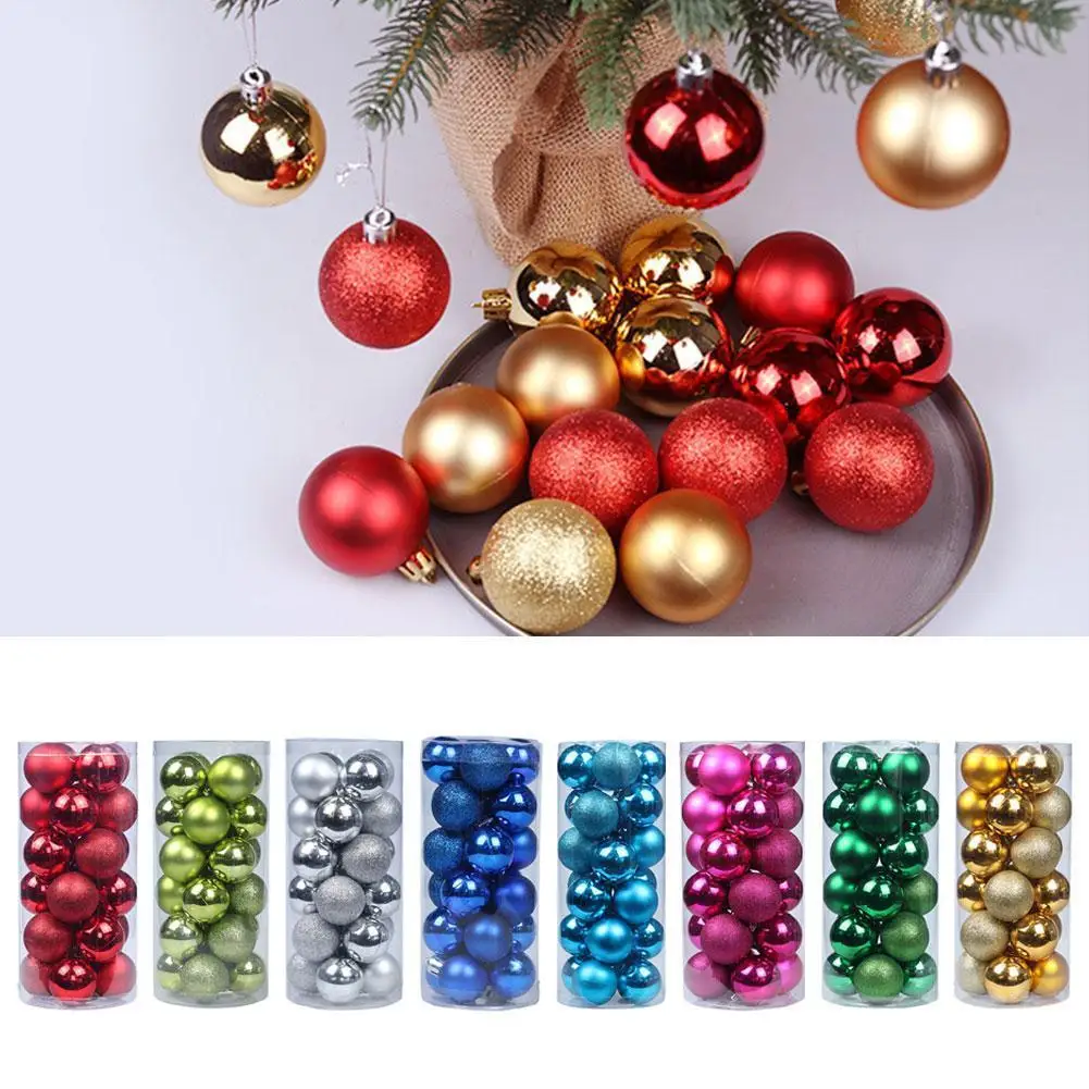 

Набор декоративных шаров для рождественской елки, 24 шт., цветные подвесные шары для украшения, гальванический шар, новогодние украшения под...