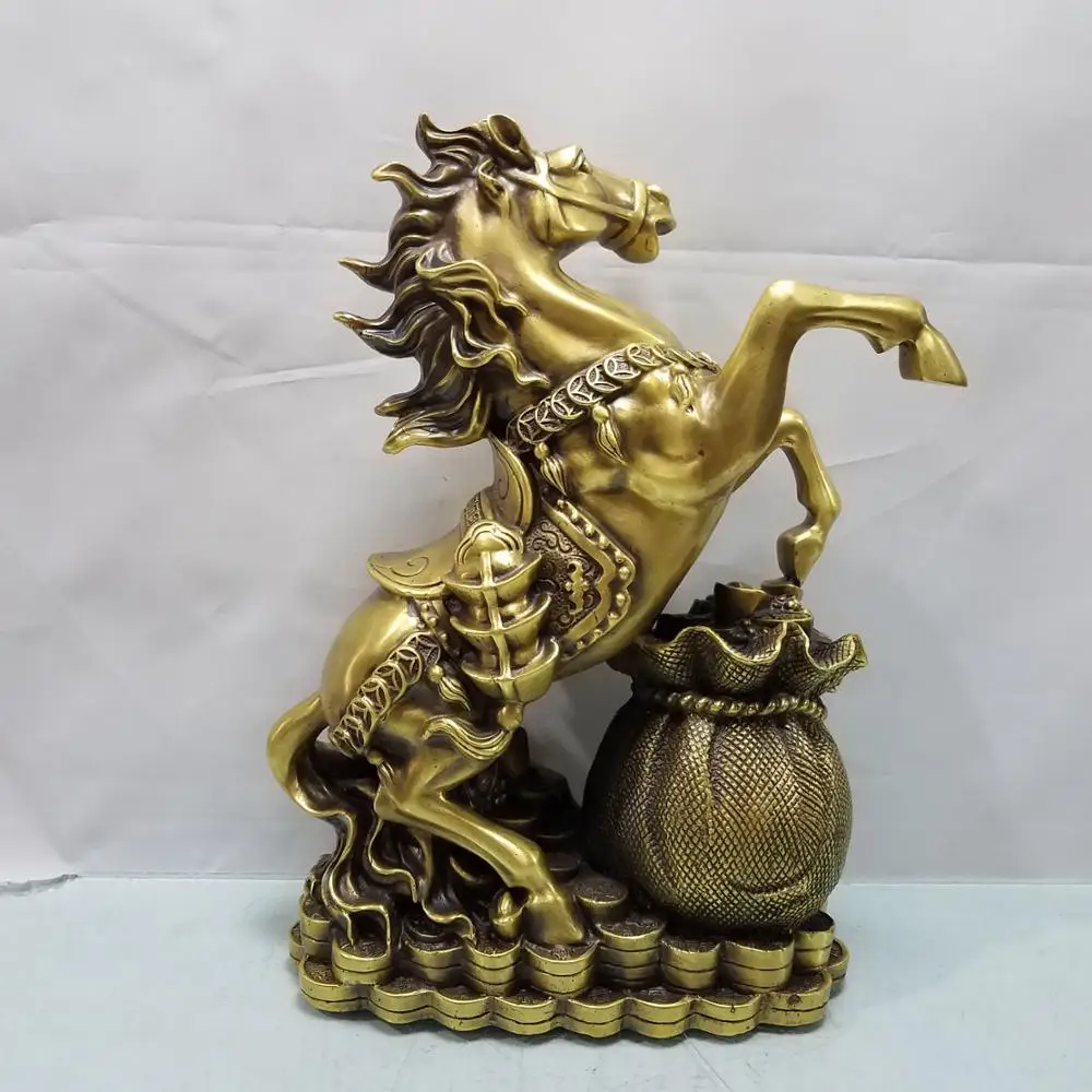 

wedding decoration Chinese Feng Shui Seikos bronze statue zodiac horse statue Golden bag horse statue