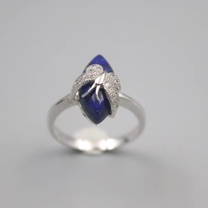 Genuine/Original Silver 925 Ring For Women Lapis Lazuli Butterfly Zircon Gemstone Ring US 6-9 Gift